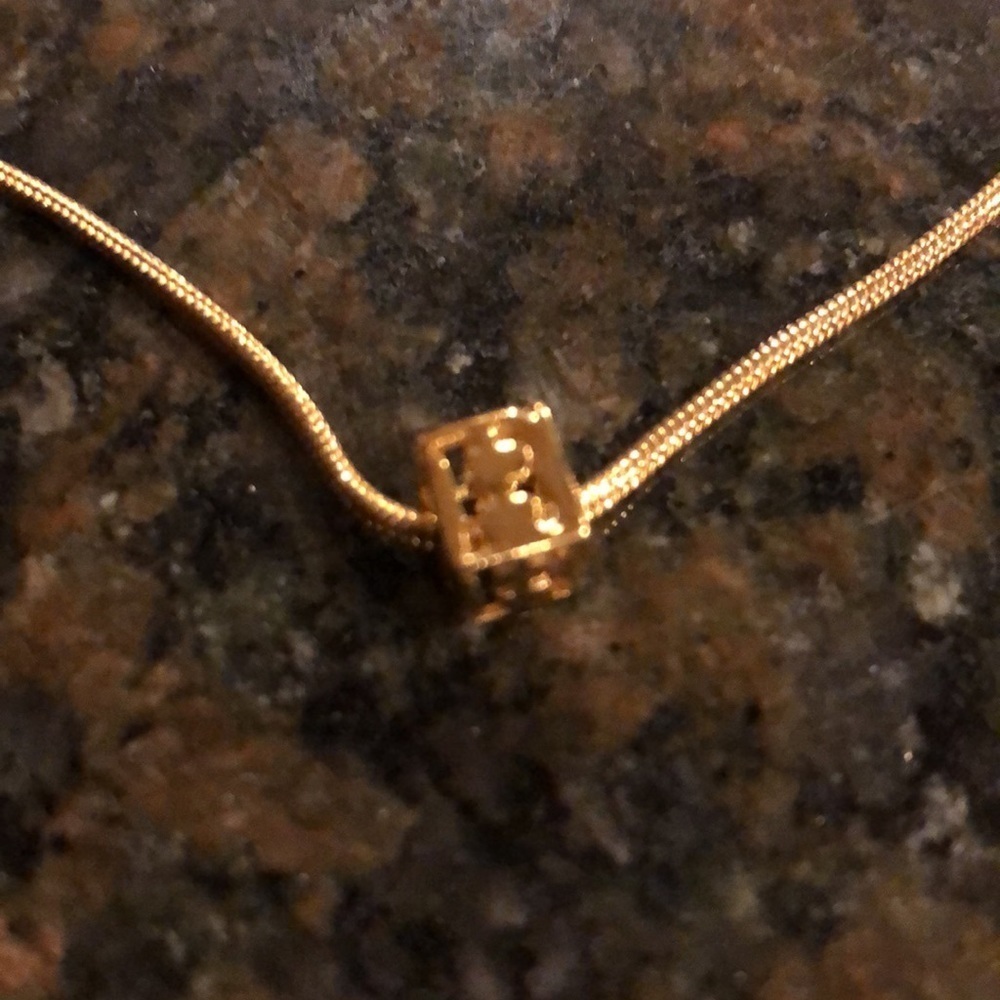 Gold Tone R Initial Necklace